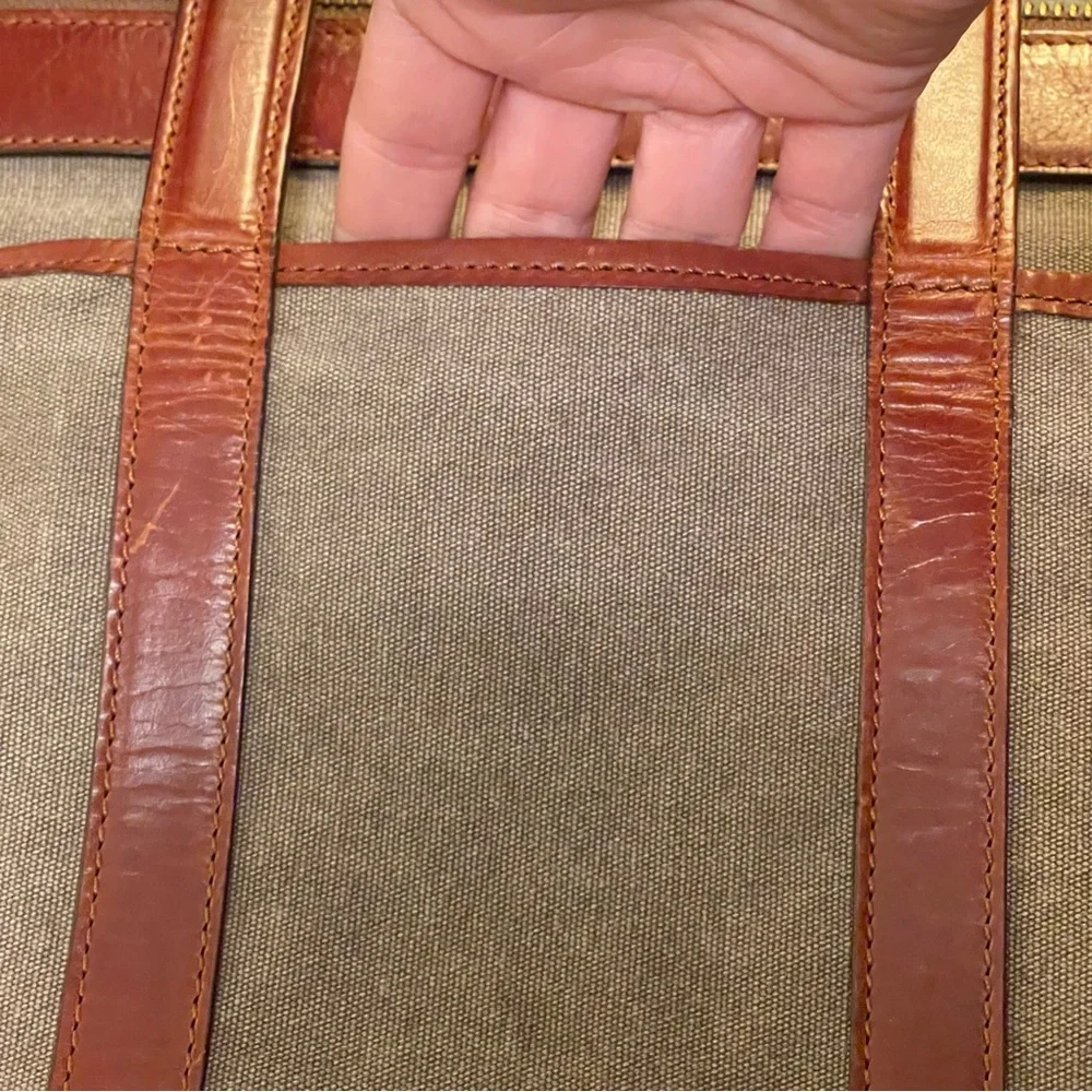 La Portegna X Svbscription Colab Brown Canvas &‎ Leather Laptop Tote Bag RARE
